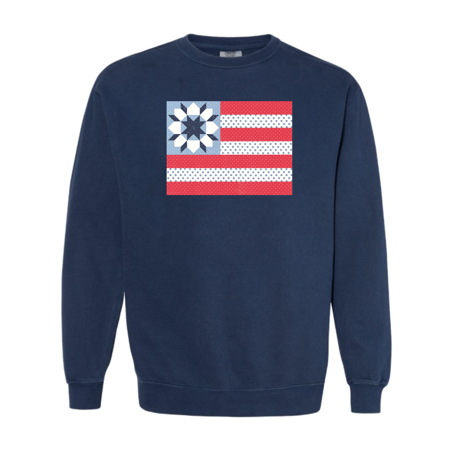 Stars & Stripes Quilt Flag Crewneck Sweatshirt — Camille Roskelley