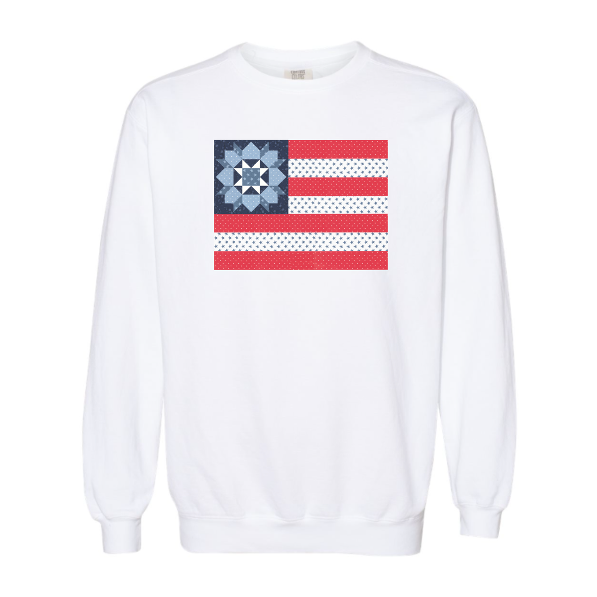 Stars & Stripes Quilt Flag Crewneck Sweatshirt — Camille Roskelley