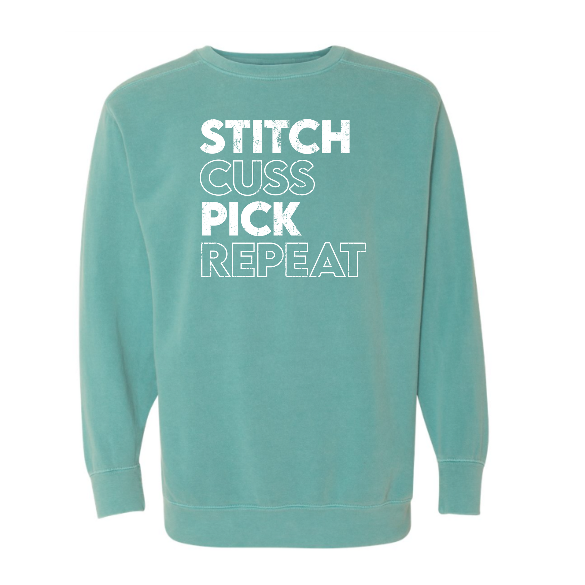 "Stitch, Cuss, Pick, Repeat" Vintage Crewneck Sweatshirt