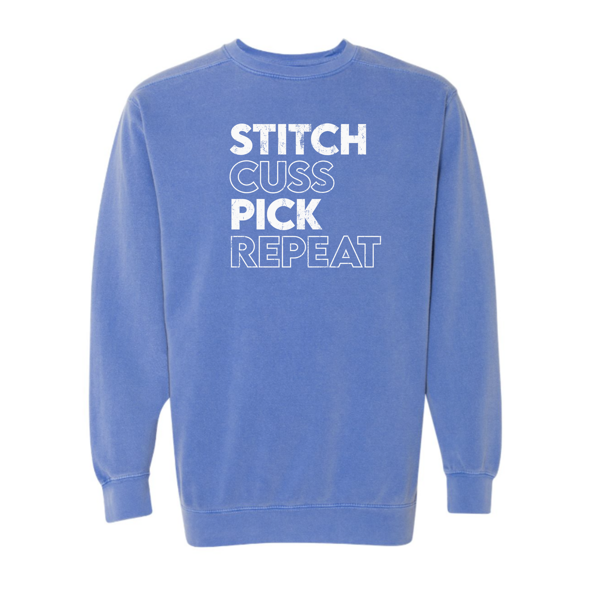 "Stitch, Cuss, Pick, Repeat" Vintage Crewneck Sweatshirt