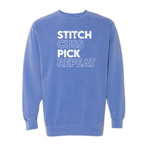 "Stitch, Cuss, Pick, Repeat" Vintage Crewneck Sweatshirt