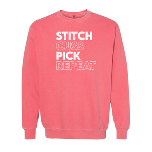 "Stitch, Cuss, Pick, Repeat" Vintage Crewneck Sweatshirt