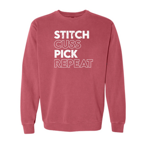 "Stitch, Cuss, Pick, Repeat" Vintage Crewneck Sweatshirt